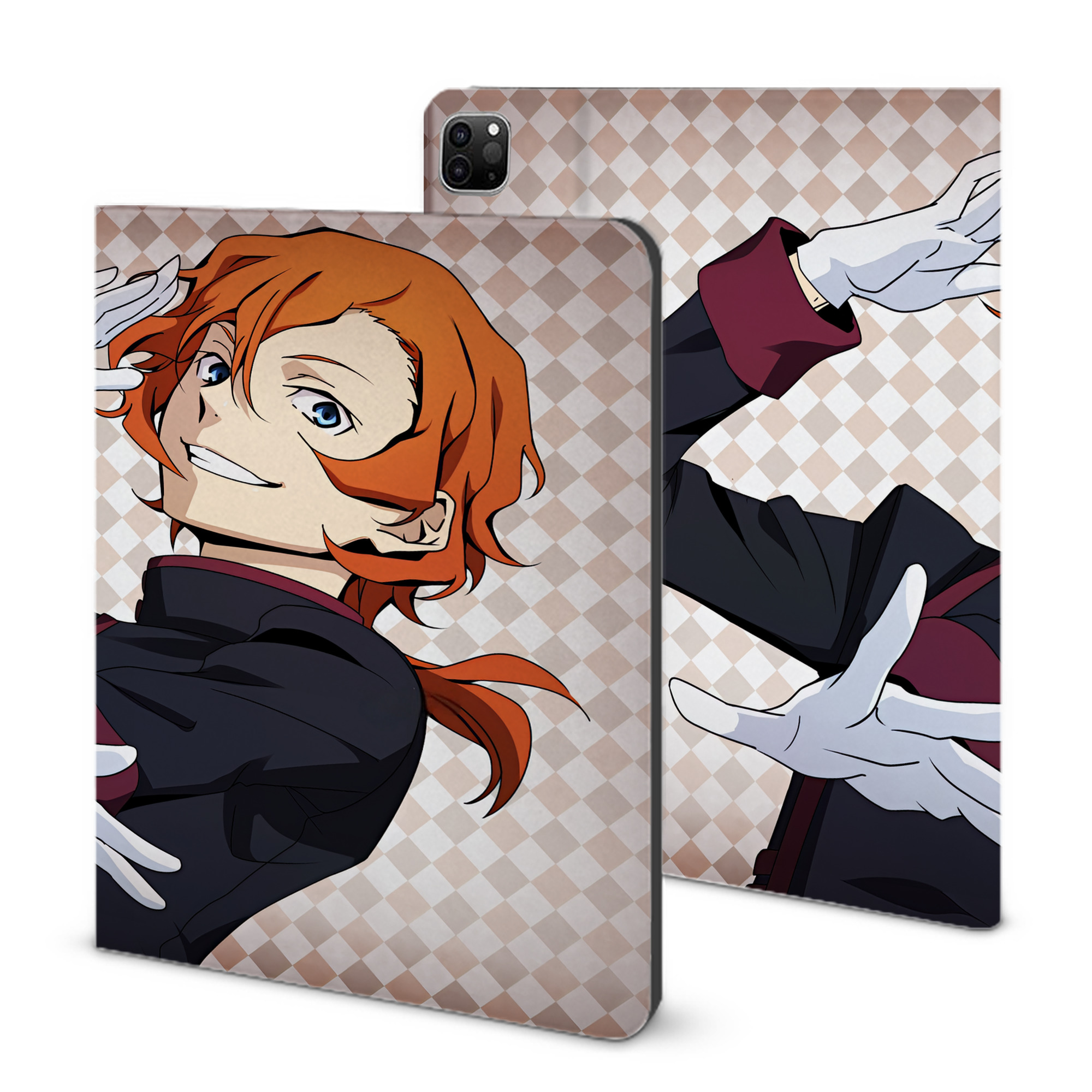 （画像用） 文豪ストレイドッグス Bungo Stray Dogs IPad ケース ブック型 PUレザー TPU 耐衝撃 軽量 薄型 ペン収納なし 全面保護 IPad 各モデル対応